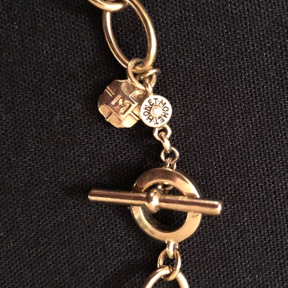 necklace Monet vintage Gold tone chain with large green stones - Picture 2 of 9